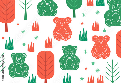 Wallpaper Mural Seamless forest pattern of dolls Torontodigital.ca