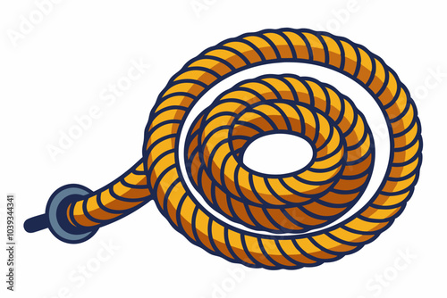 Rope made of jute in loops and knots on a white background