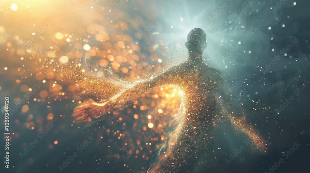 Ethereal Figure Dissolving in a Dreamlike Scene
