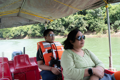 tourists taking a boat ride on  