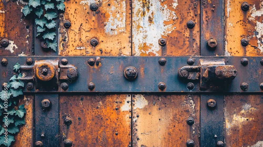 Closed factory gates with rusting metal and faded paint, symbolizing the decline of industry and the passage of time, reflecting a poignant reminder of economic shifts and the human impact of change Closed factory gates with rusting metal and faded paint, symbolizing the decline of industry and the passage of time, reflecting a poignant reminder of economic shifts and the human impact of change