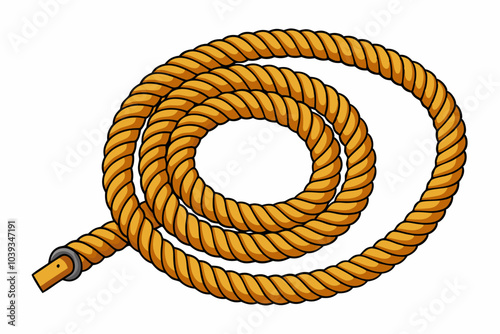 Rope made of jute in loops and knots on a white background