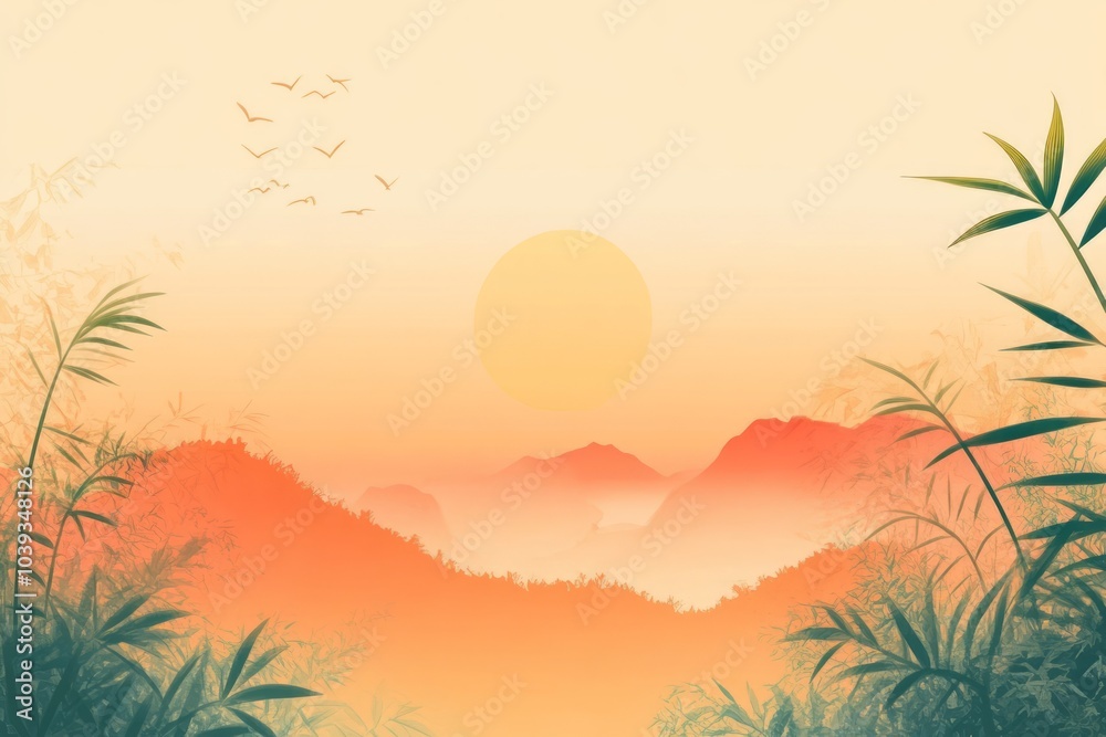 Naklejka premium simple gradient wallpaper calming with orange as the main color