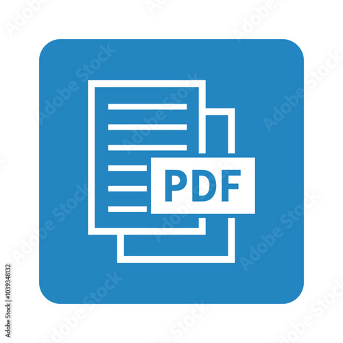 biała ikona pliku PDF na niebieskim tle