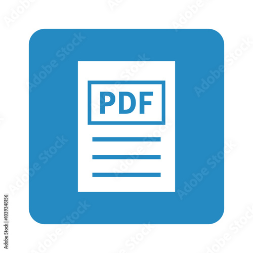 biała ikona pliku PDF na niebieskim tle