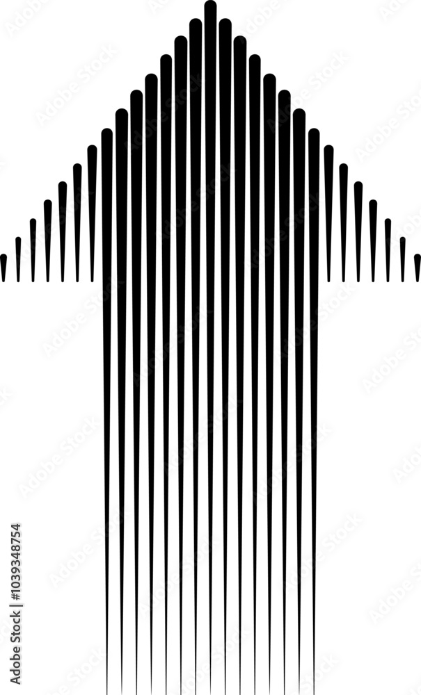 Decorative arrow made of vertical lines. Abstract arrow symbol created from lines illustration. Graphic element for web design, digital art, collages. Decorative arrow made of vertical lines. Abstract arrow symbol created from lines illustration. Graphic element for web design, digital art, collages.