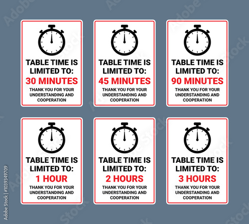 Restaurant Table Time Limit Sign Collection