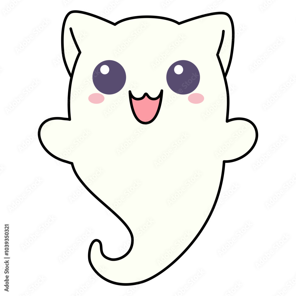 Fototapeta premium Cartoon Cute Cat Ghost