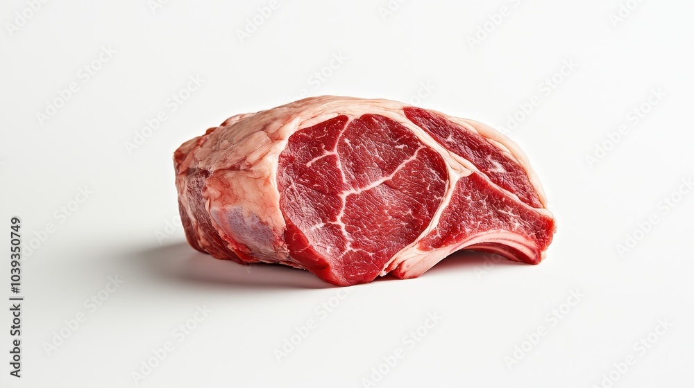 A whole raw beef joint on a pristine white background, highlighting the cut's quality and size, suitable for meat industry marketing. A whole raw beef joint on a pristine white background, highlighting the cut's quality and size, suitable for meat industry marketing.