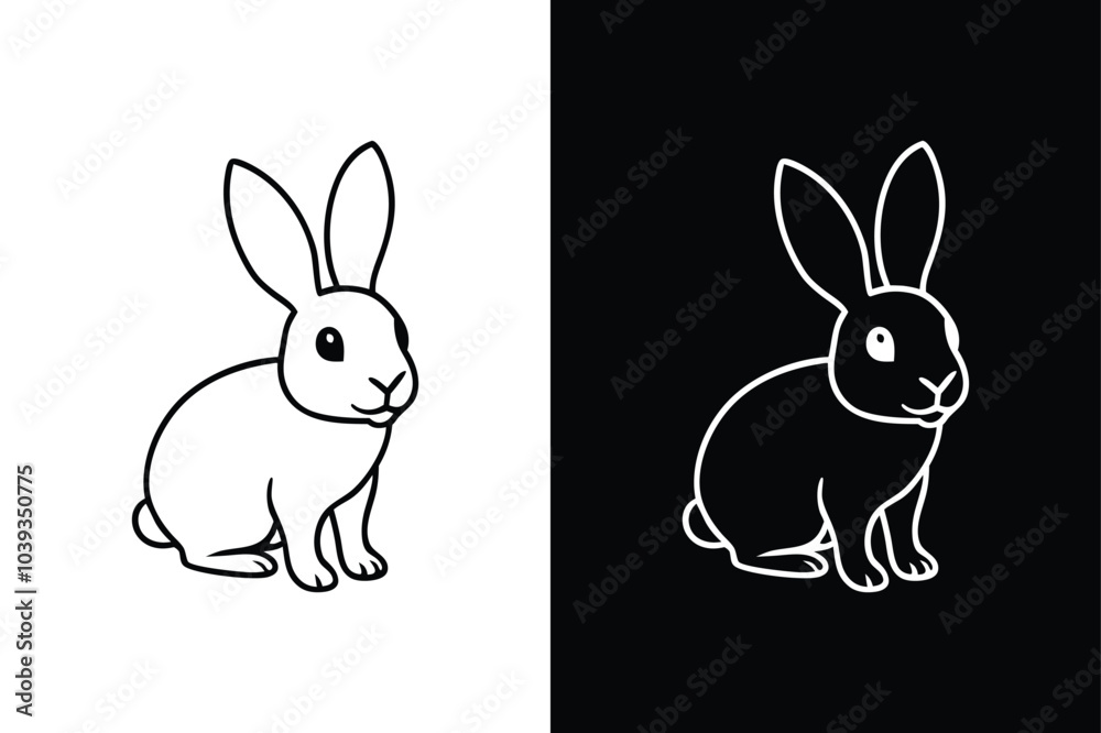 Obraz premium Rabbit Silhouette Icon. Clean Line Art Vector Illustration