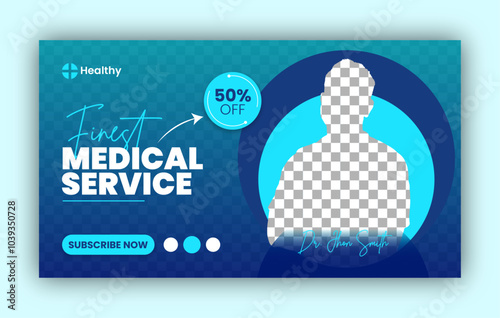 Medical health care youtube thumbnail cover design or medical web banner design template