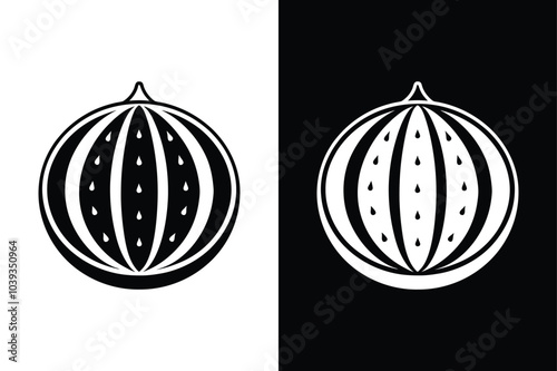 Watermelon Fruit Glyph Icon. Whole and Sliced Silhouette Design