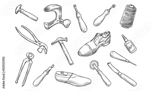 cobbler equipment handdrawn collection