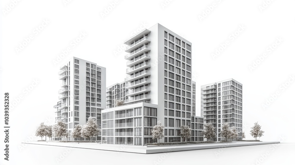 Vector buildings simple black on white. 3D render. high-definition imagery. picture for cover magazine. Vector buildings simple black on white. 3D render. high-definition imagery. picture for cover magazine.