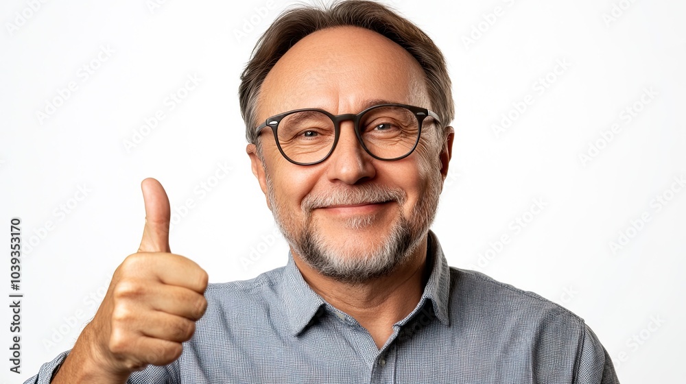 Smiling man giving a thumbs up gesture. Smiling man giving a thumbs up gesture.