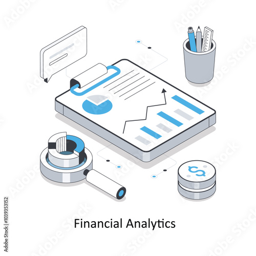 Financial Analytics isometric stock illustration. EPS File stock illustration