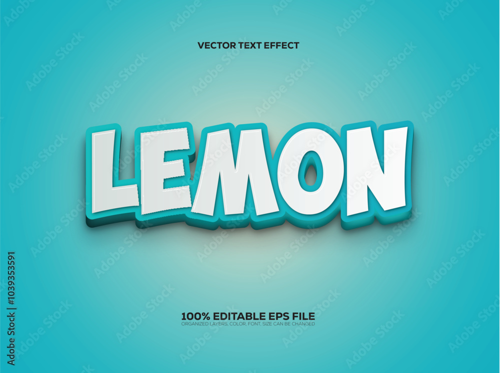 Obraz premium Lemon 3D Style Editable Vector Text Effect.