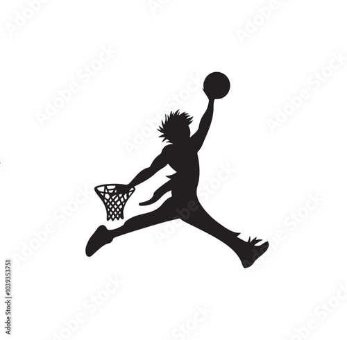Dynamic Basketball Dunk Silhouette