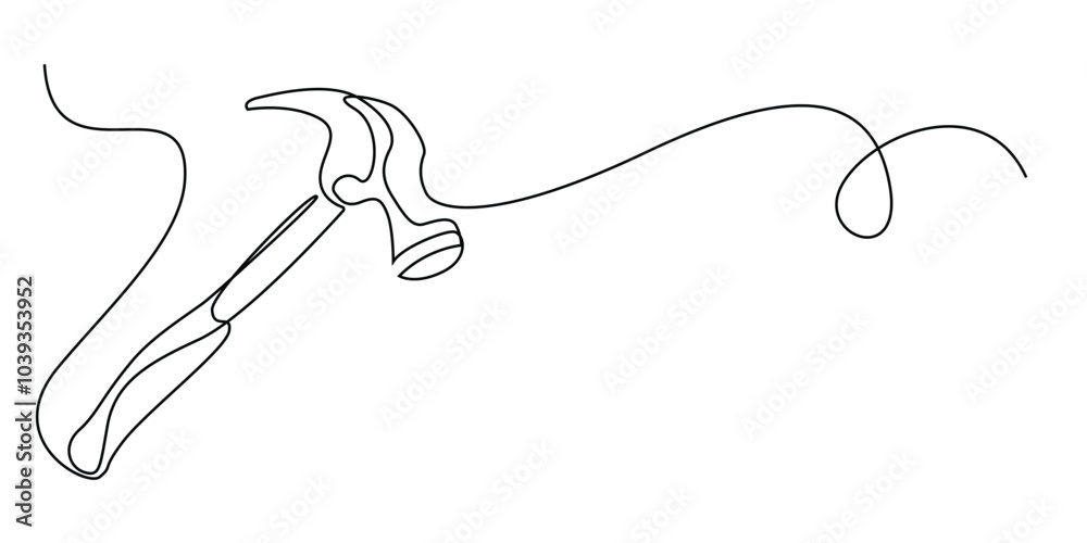 one continuous line drawing of hammer.one line drawing of hammer icon in repair and construction business.single line vector illustration of iron hammer.isolated white background one continuous line drawing of hammer.one line drawing of hammer icon in repair and construction business.single line vector illustration of iron hammer.isolated white background
