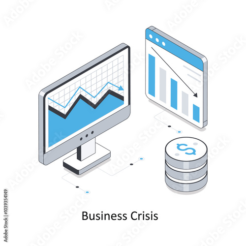 Business Crisis isometric stock illustration. EPS File stock illustration