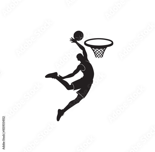 Dynamic Basketball Dunk Silhouette
