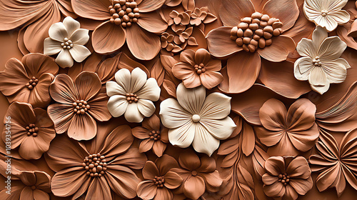 Floral design modeling clay background and texture. created with Generative AI technology photo