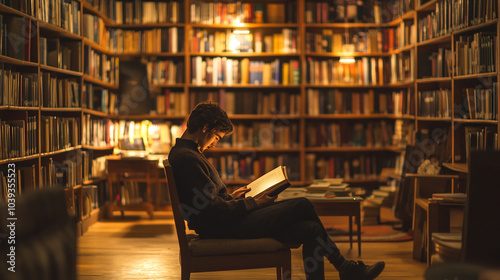 Relaxing Reading Time in a Quiet Library