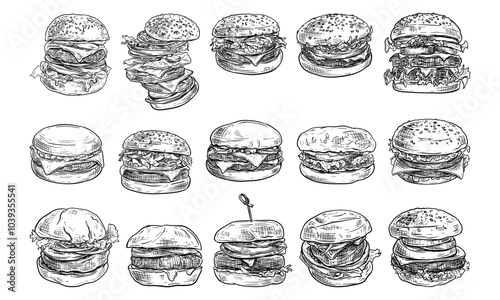 burgers handdrawn collection