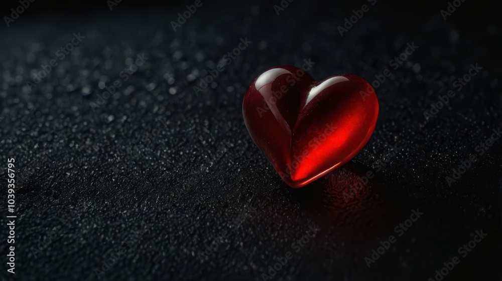 Love, Heart, Stone, Ruby, Red, Background, Black, Shiny