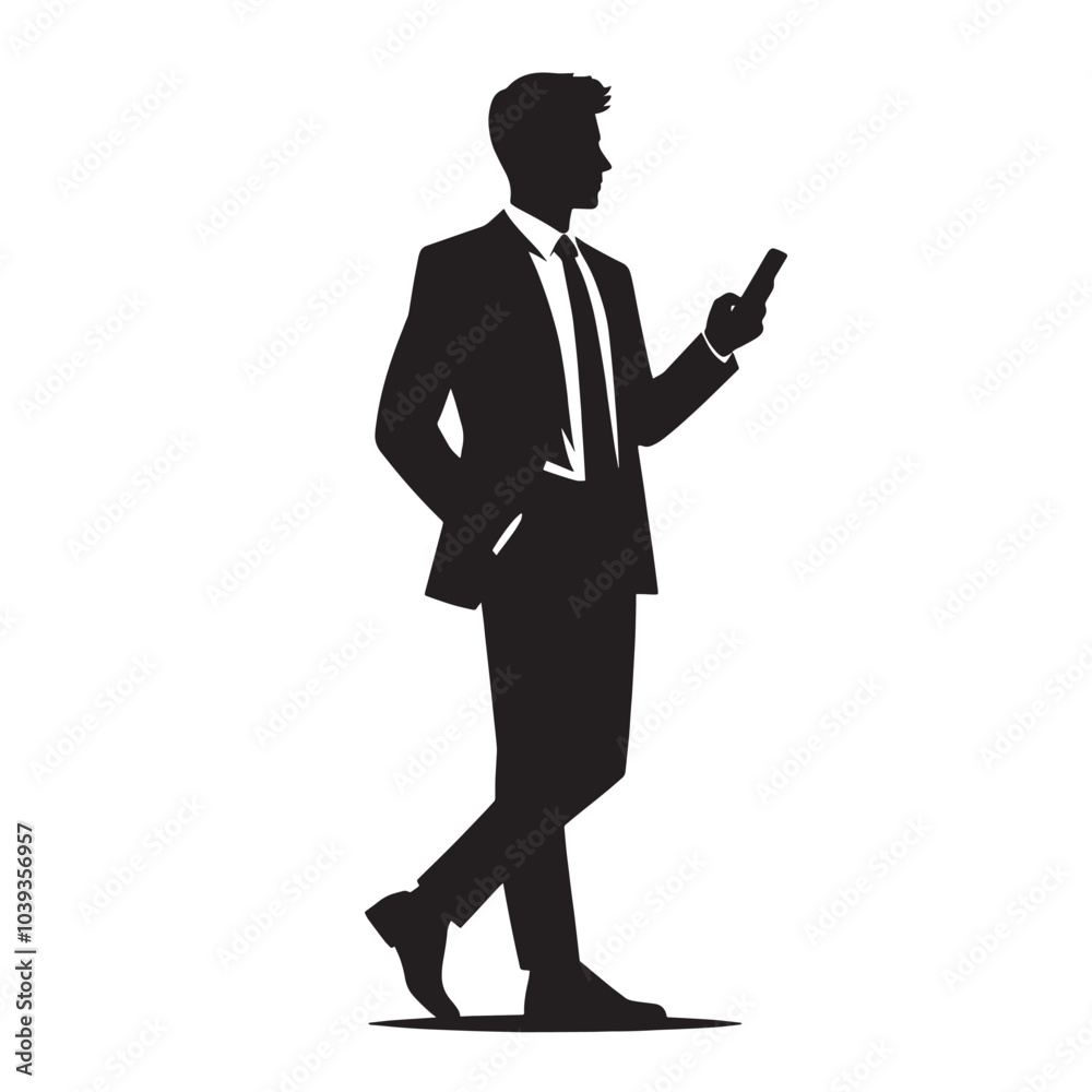 Silhouette of a businessman using his phone. Silhouette of a businessman using his phone.
