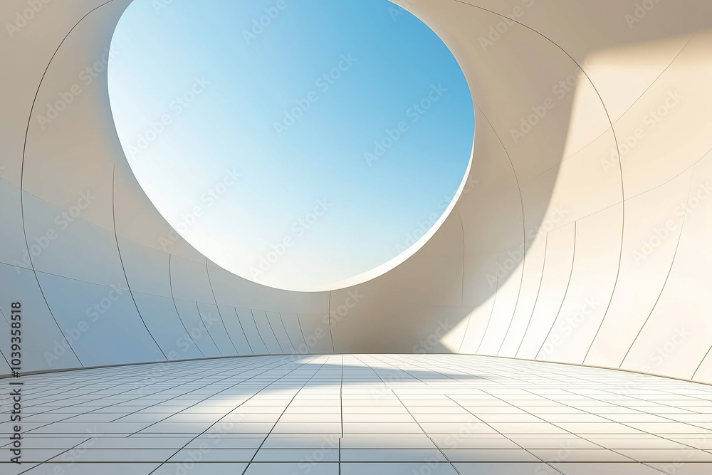Obraz premium Modern architecture with circular outdoor roofs and platforms