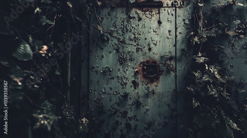 Closed factory gates with rusting metal and faded paint, symbolizing the decline of industry and the passage of time, reflecting a poignant reminder of economic shifts and the human impact of change