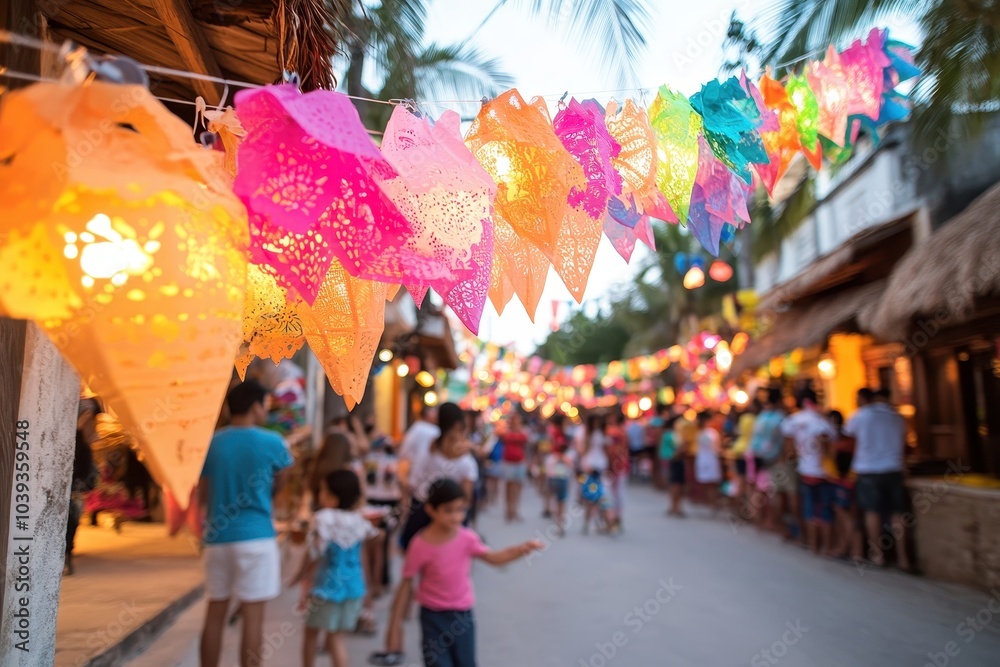Vibrant Festival Lights in December Celebrating in Mexico Vibrant Festival Lights in December Celebrating in Mexico