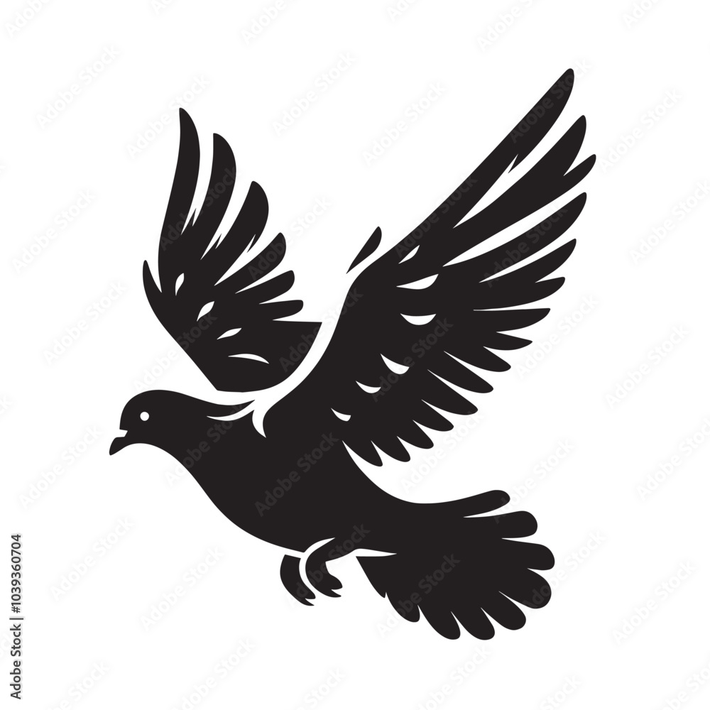 Fototapeta premium Silhouette of a dove in flight.