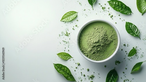 Wallpaper Mural Zen Green Tranquil Minimalism with Single Spoonful of Powder on White Background Torontodigital.ca