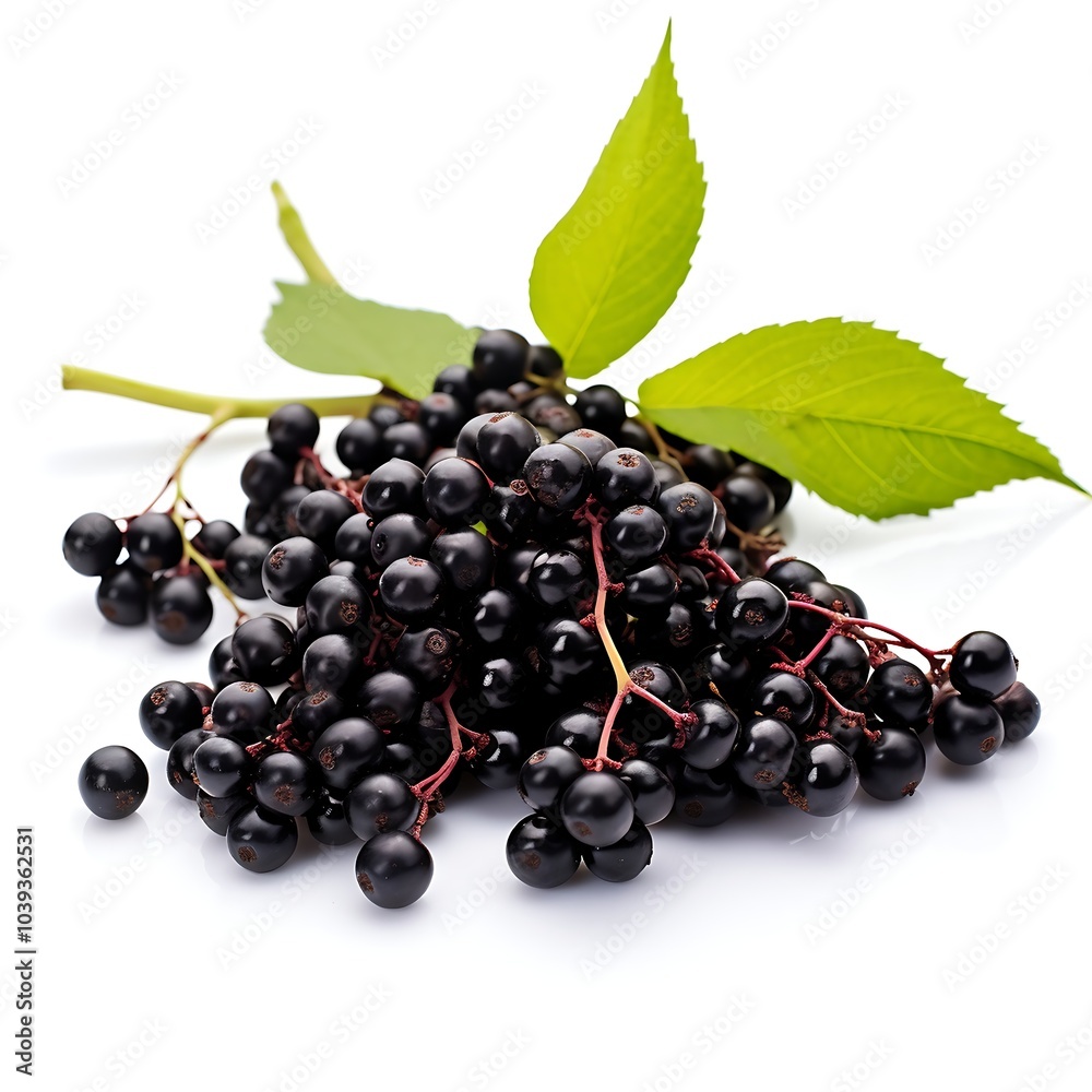 Elderberrys fruit on white background Elderberrys fruit on white background