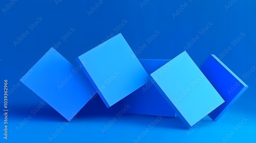 Abstract 3d render, background design with blue squares Abstract 3d render, background design with blue squares