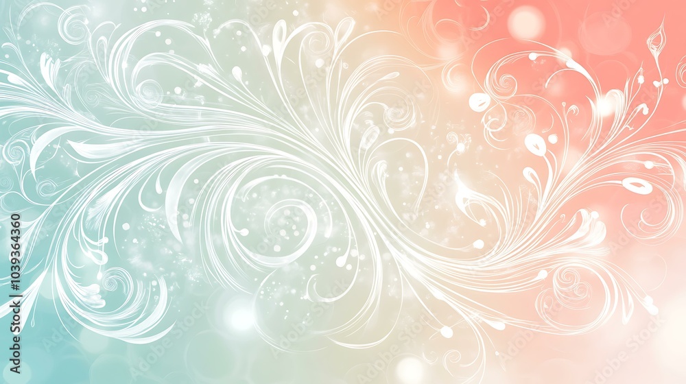 Classic meets modern Christmas design with intricate white swirls on a soft pastel background Classic meets modern Christmas design with intricate white swirls on a soft pastel background