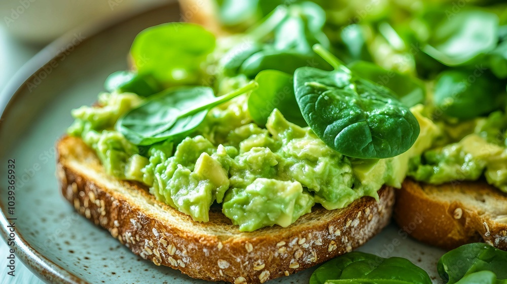 Delicious Avocado Toast with Spinach and Toasted Bread Delicious Avocado Toast with Spinach and Toasted Bread