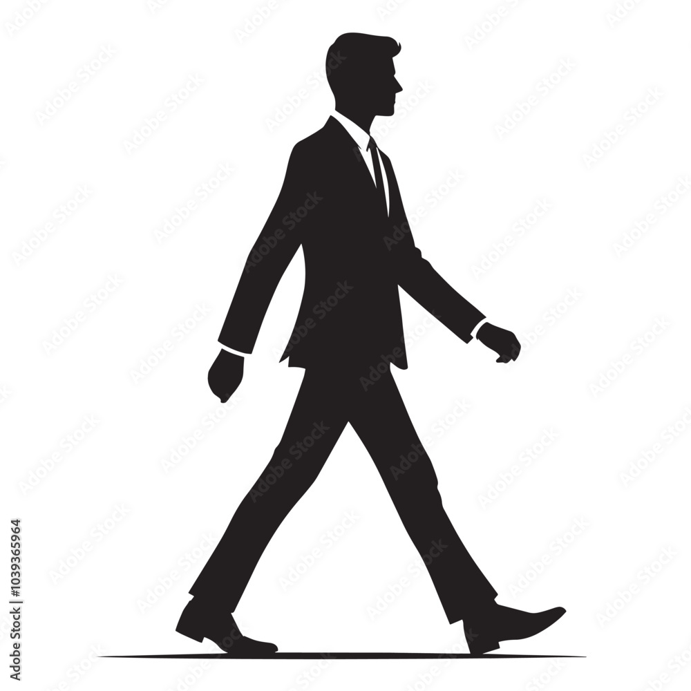 Silhouette of a man in a suit walking. Silhouette of a man in a suit walking.