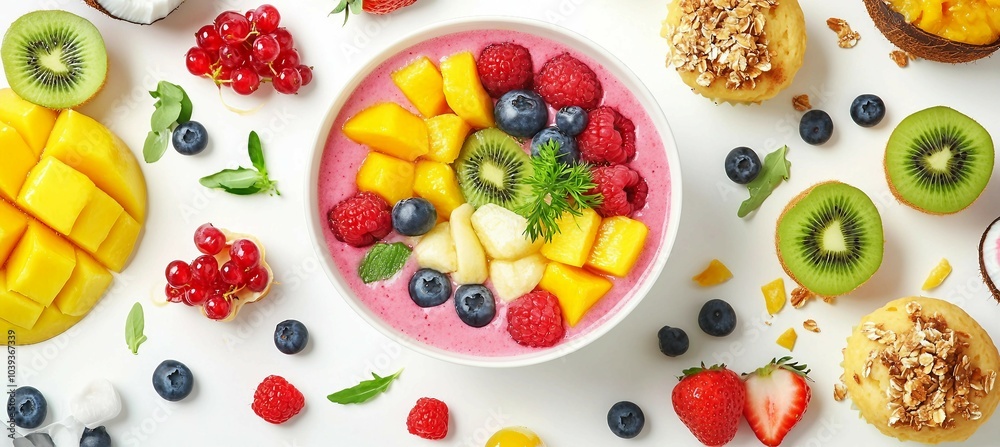 Delicious and Healthy Fruit Salad with Yogurt Smoothie Bowl Delicious and Healthy Fruit Salad with Yogurt Smoothie Bowl