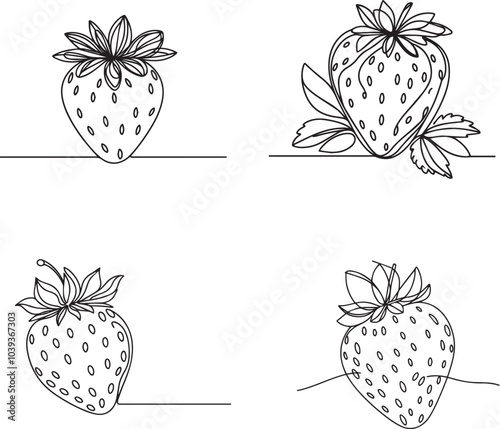 set of strawberries vector illustration