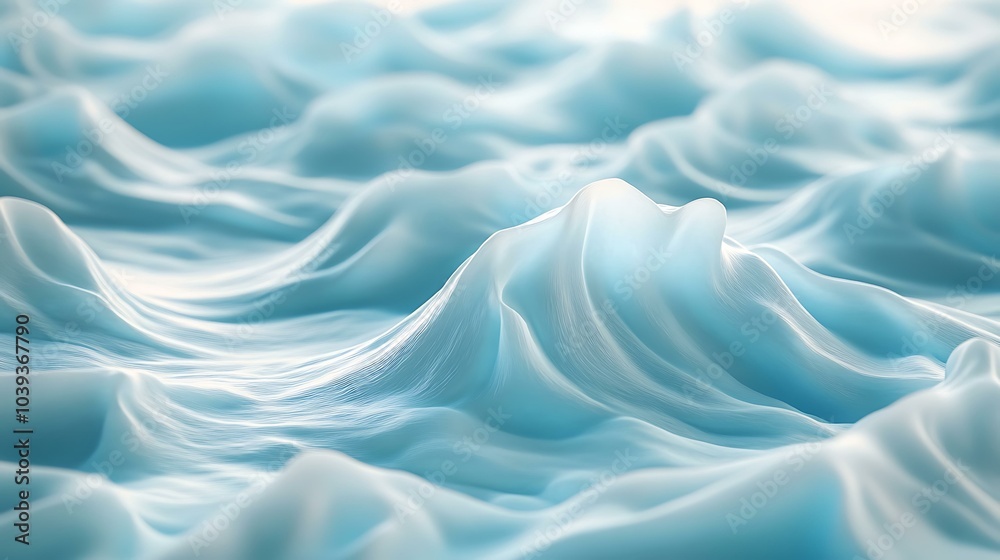 Obraz premium A calming, soft blue background with a gentle wave pattern, creating a soothing and fluid look