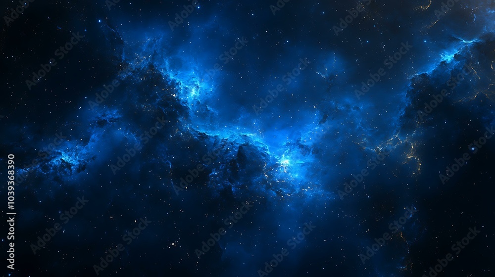 Fototapeta premium A deep, midnight blue background with a starry, celestial pattern and a tranquil, cosmic effect