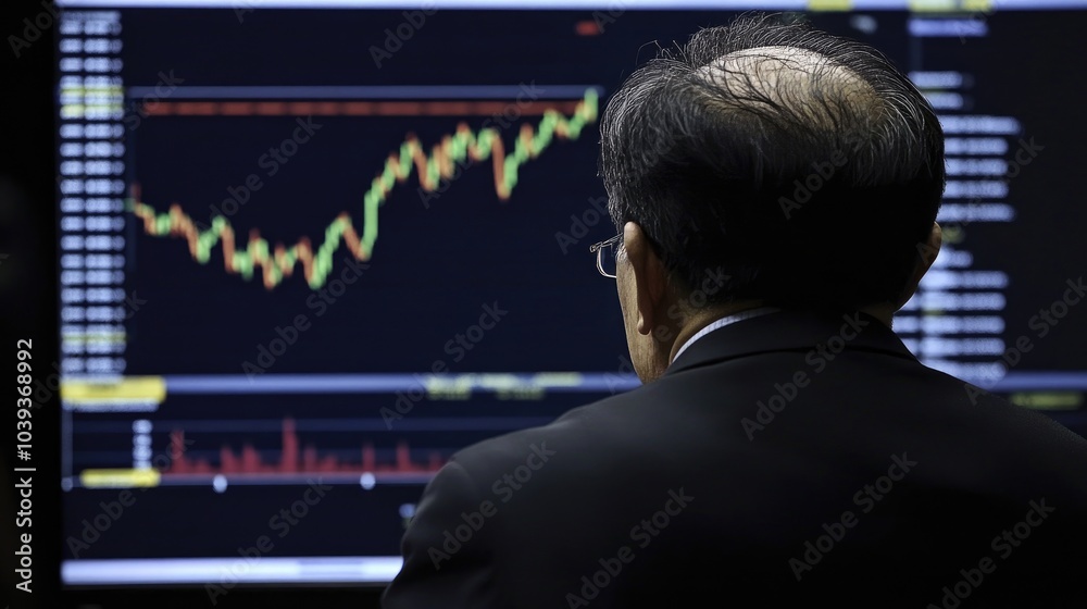 Trader Analyzing Stock Market Trends on Screen Trader Analyzing Stock Market Trends on Screen