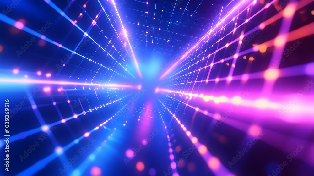 Fototapeta premium A vibrant, electric blue background with a futuristic, digital grid pattern and a high-energy look