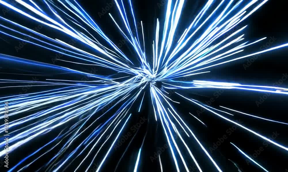 Abstract background with glowing blue lines radiating from a central point. Abstract background with glowing blue lines radiating from a central point.