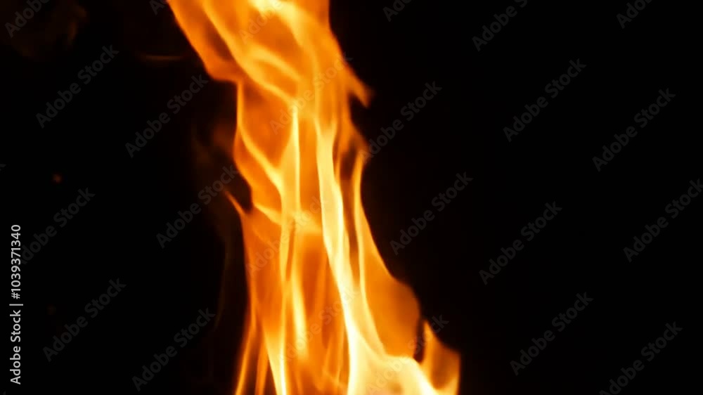 Big torch fire or big campfire fire and flames isolated on black background. slow motion. 4K video Big torch fire or big campfire fire and flames isolated on black background. slow motion. 4K video