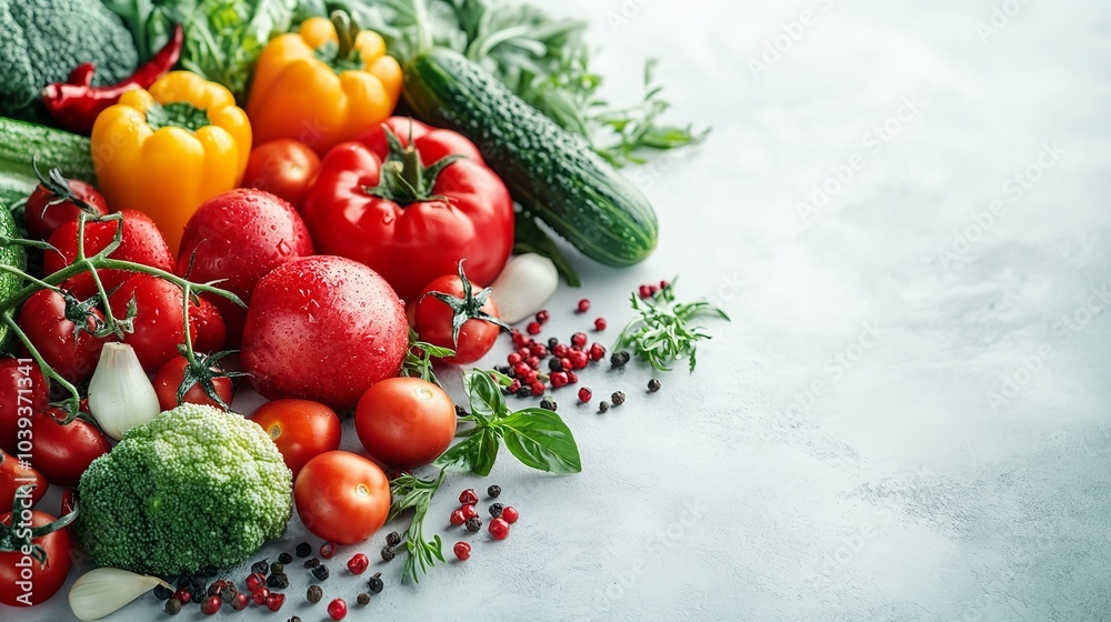 A variety of vegetables including tomatoes, peppers A variety of vegetables including tomatoes, peppers