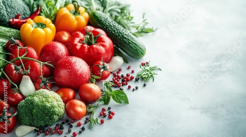 A variety of vegetables including tomatoes, peppers